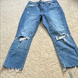Madewell Blue Distressed Boyfriend Jeans